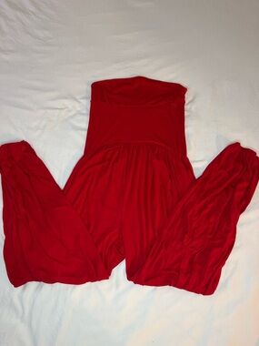 Strapless Red Jumpsuit - Classic Women's Jumpsuit